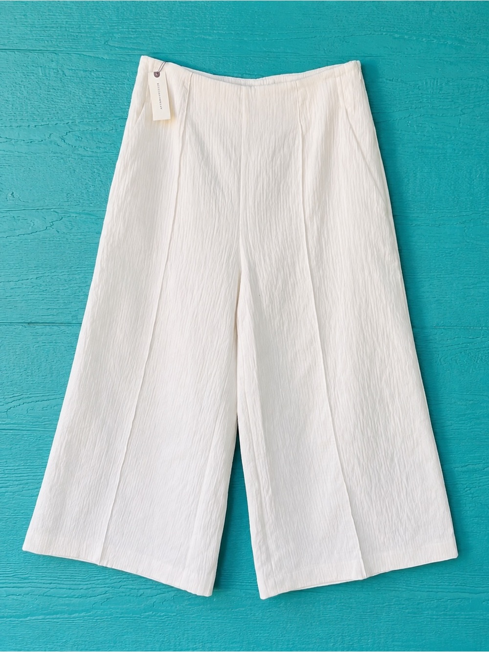 Anthropologie Collette Gauze Cotton Wide Leg Cropped Pants SIZE 8 WHITE NWT